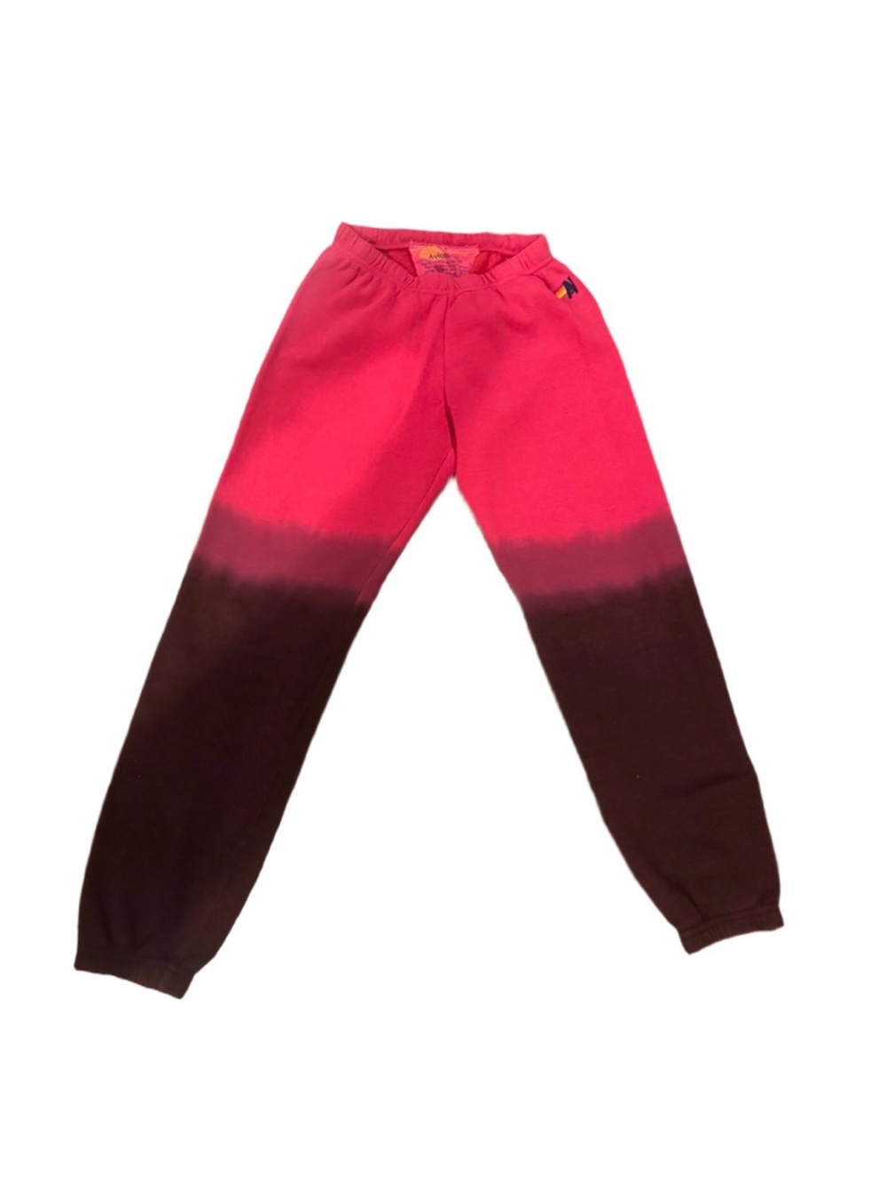 Aviator Nation Pink to Burgundy Ombre Jogger Pants - Picture 2 of 5